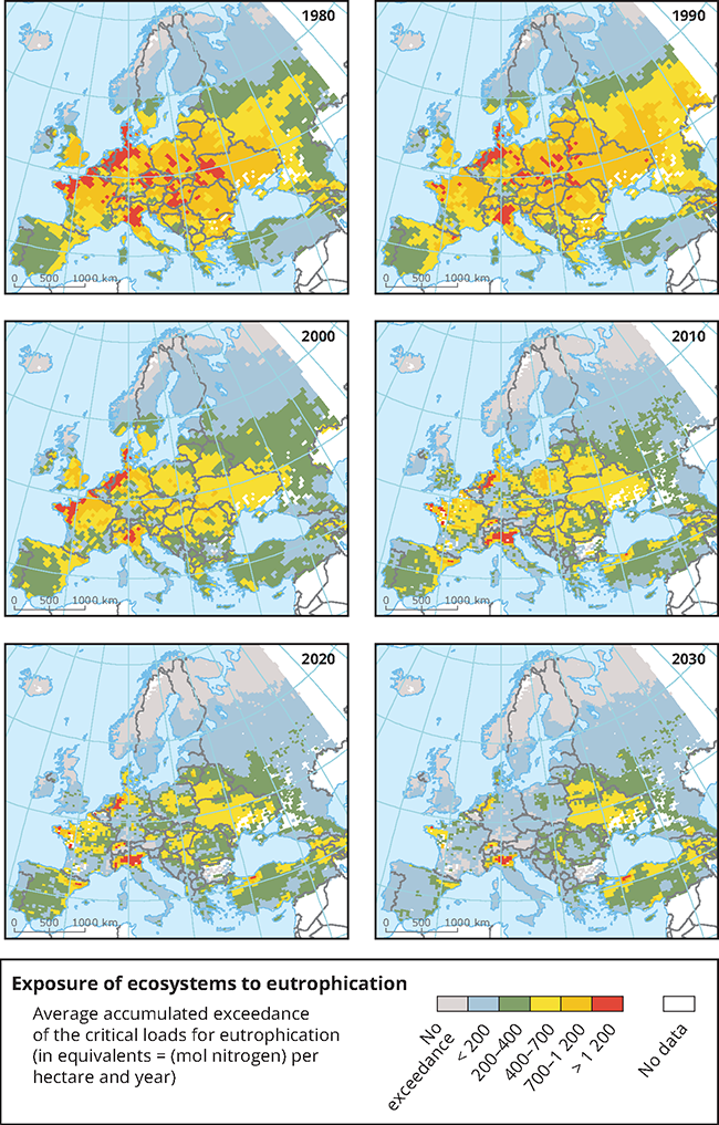 Exposure of ecosystems to eutrophication